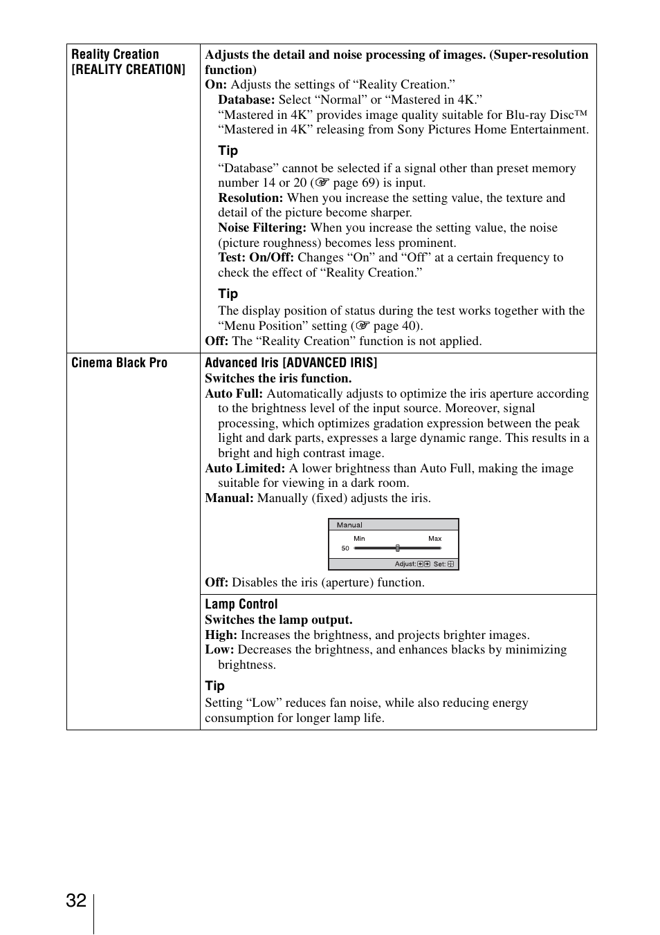 Sony VPL-VW1100ES User Manual | Page 32 / 87