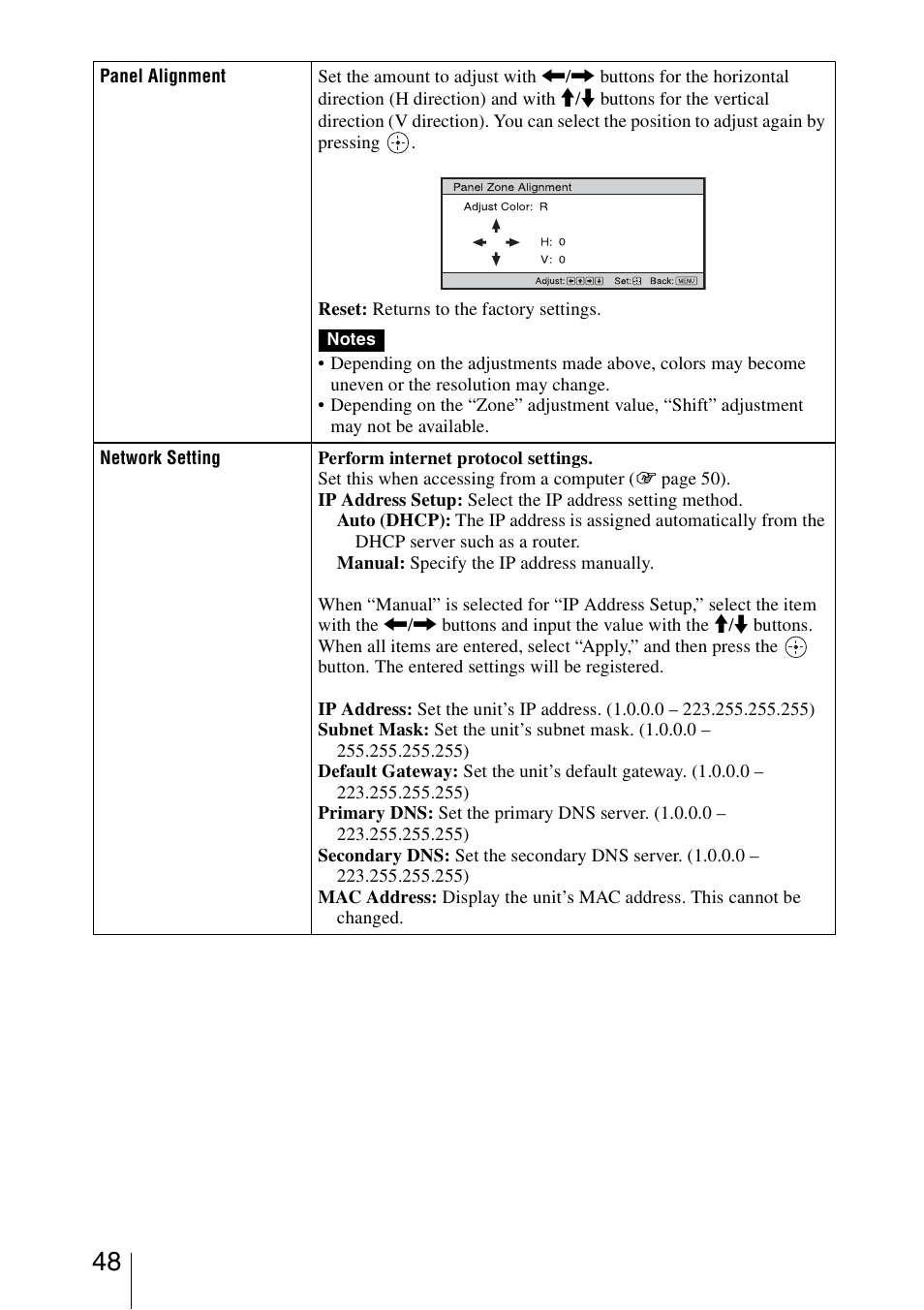 Sony VPL-VW1100ES User Manual | Page 48 / 87