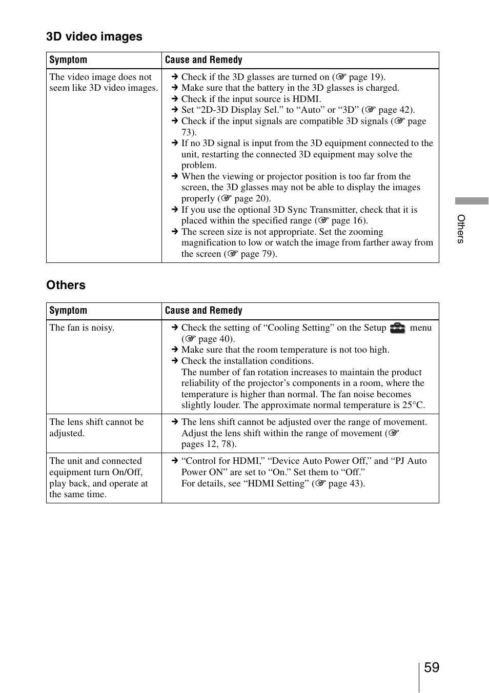 3d video images others | Sony VPL-VW1100ES User Manual | Page 59 / 87