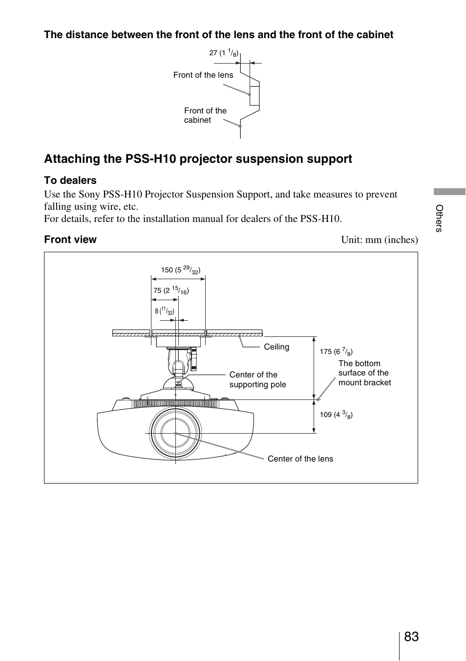 Attaching the pss-h10 projector suspension support, Ot h e rs | Sony VPL-VW1100ES User Manual | Page 83 / 87