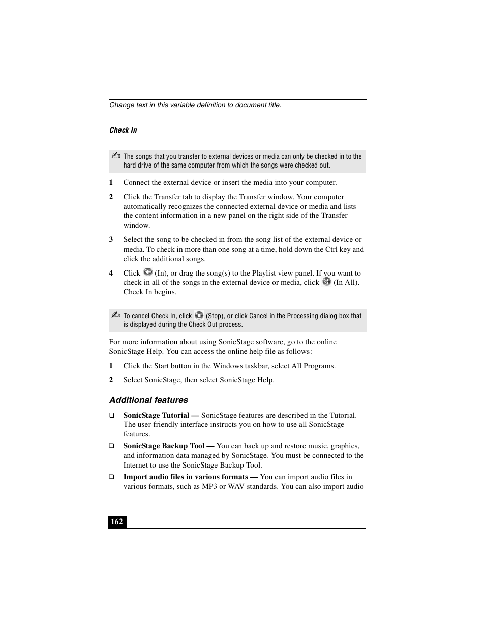 Additional features | Sony PCG-R505DSK User Manual | Page 162 / 229