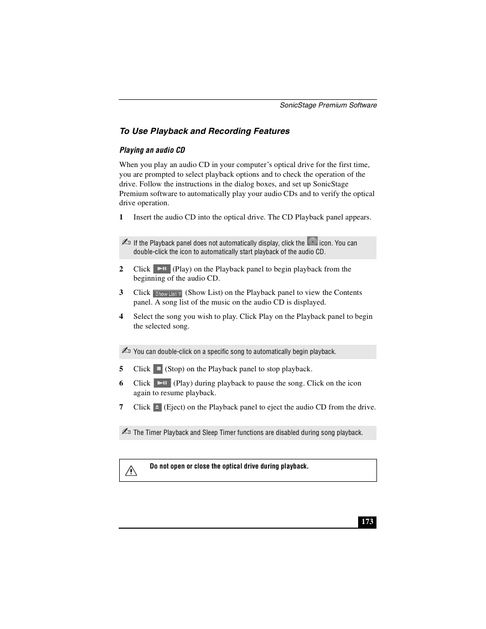 To use playback and recording features | Sony PCG-R505DSK User Manual | Page 173 / 229