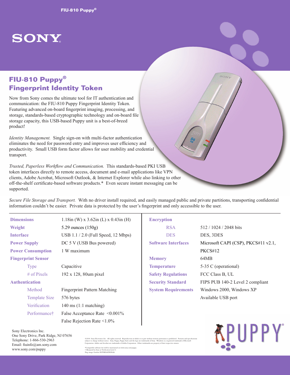 Sony FIU-810 User Manual | 1 page