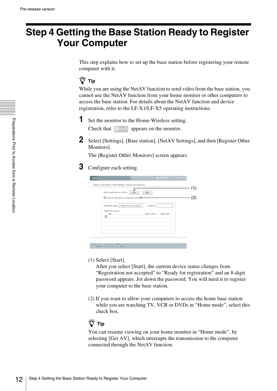 Step 4 getting the base station ready to register, Your computer | Sony LF-X1 User Manual | Page 12 / 40