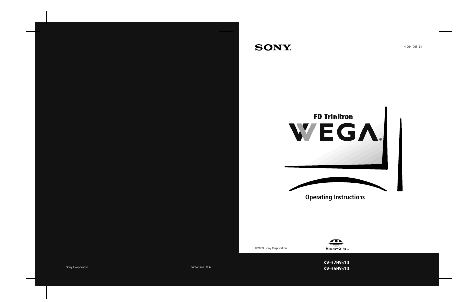 Sony KV-36HS510 User Manual | 90 pages