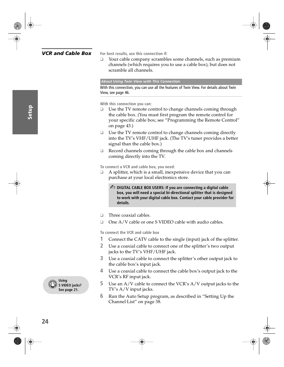 Vcr and cable box | Sony KV-36HS510 User Manual | Page 25 / 90