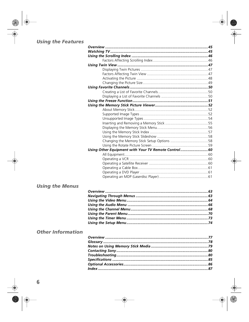 Sony KV-36HS510 User Manual | Page 7 / 90