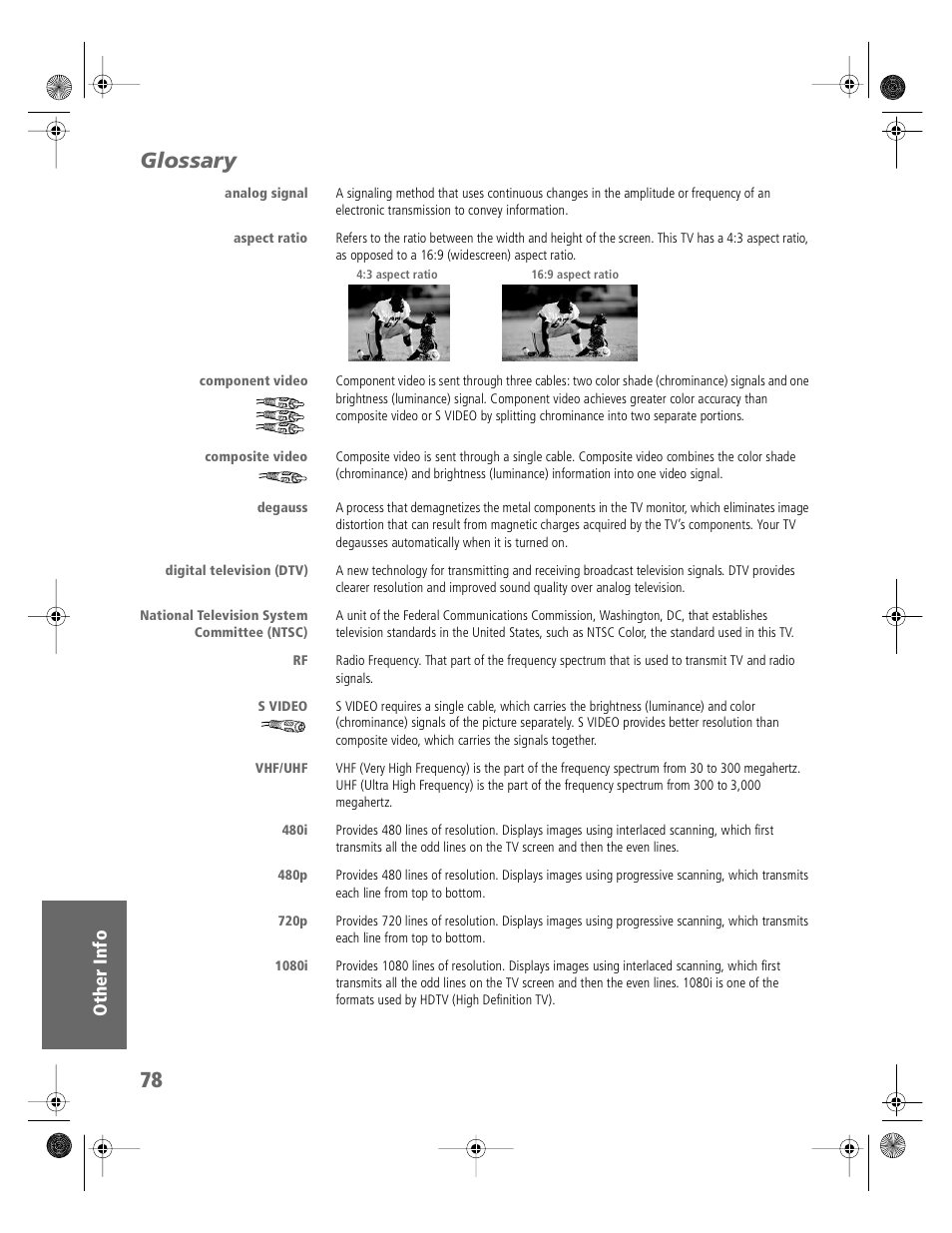 Glossary | Sony KV-36HS510 User Manual | Page 79 / 90