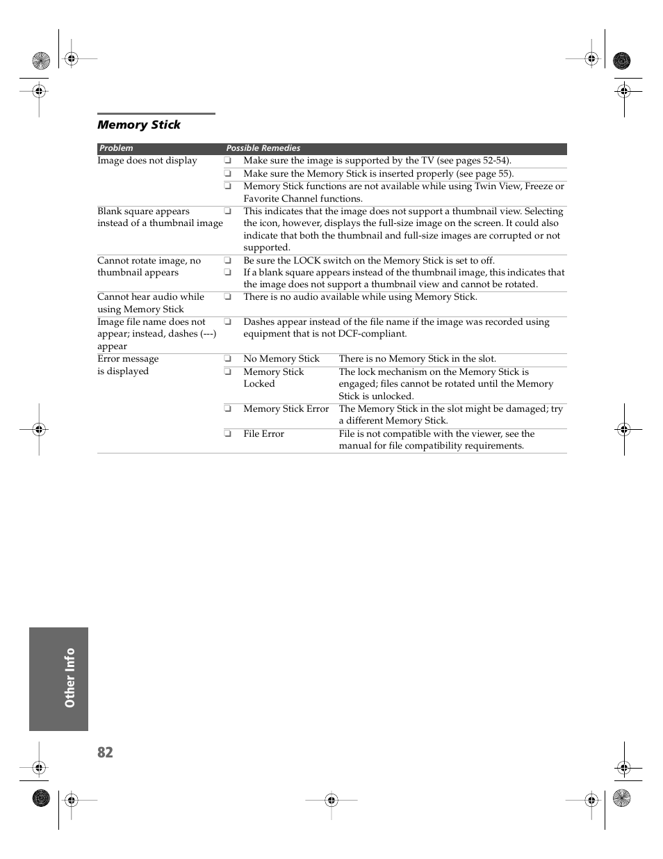Memory stick | Sony KV-36HS510 User Manual | Page 83 / 90