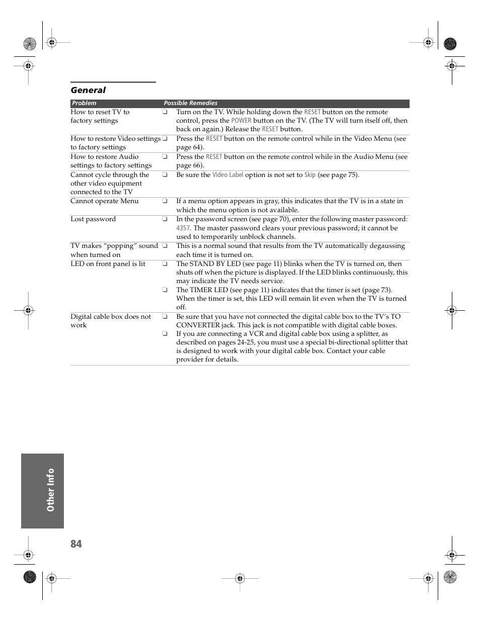 General | Sony KV-36HS510 User Manual | Page 85 / 90