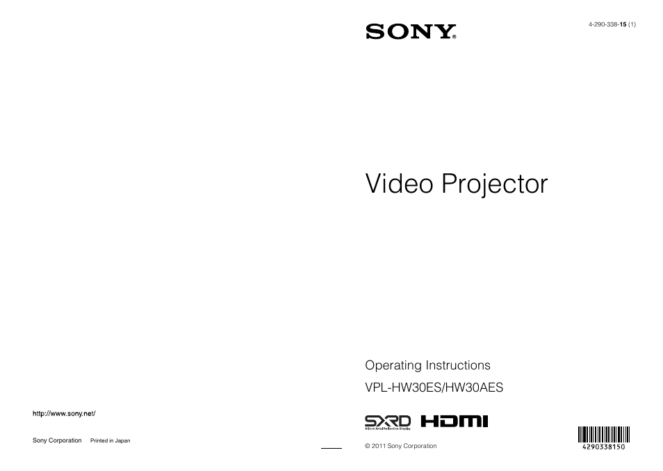 Sony VPL-HW30ES User Manual | 91 pages