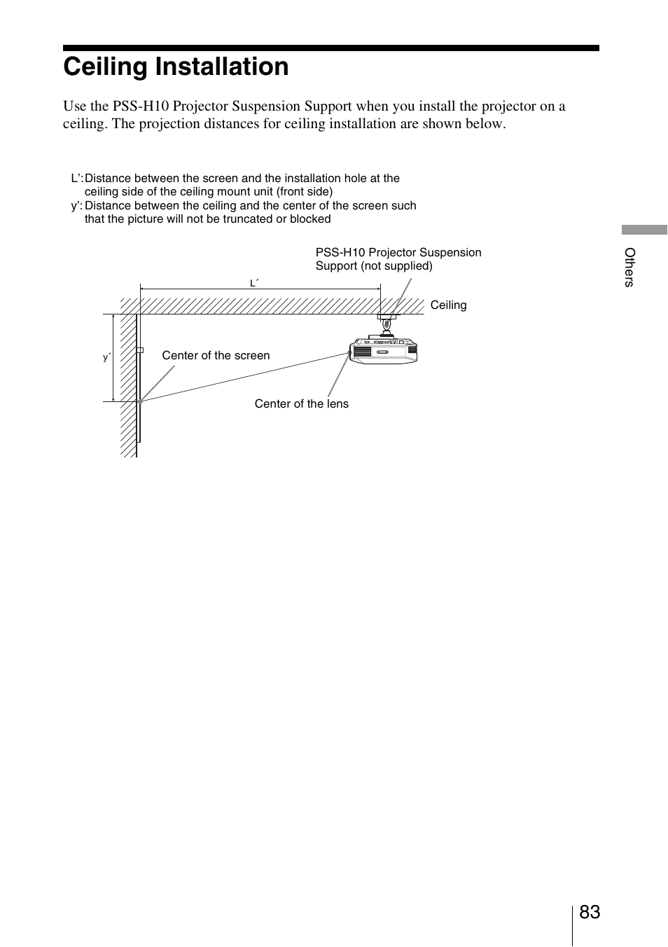 Ceiling installation | Sony VPL-HW30ES User Manual | Page 83 / 91