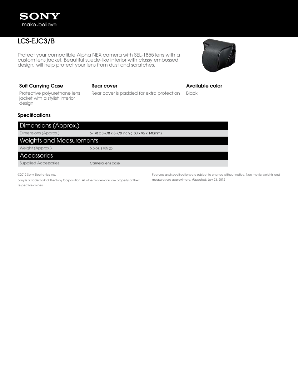 Sony LCS-EJC3 User Manual | 1 page