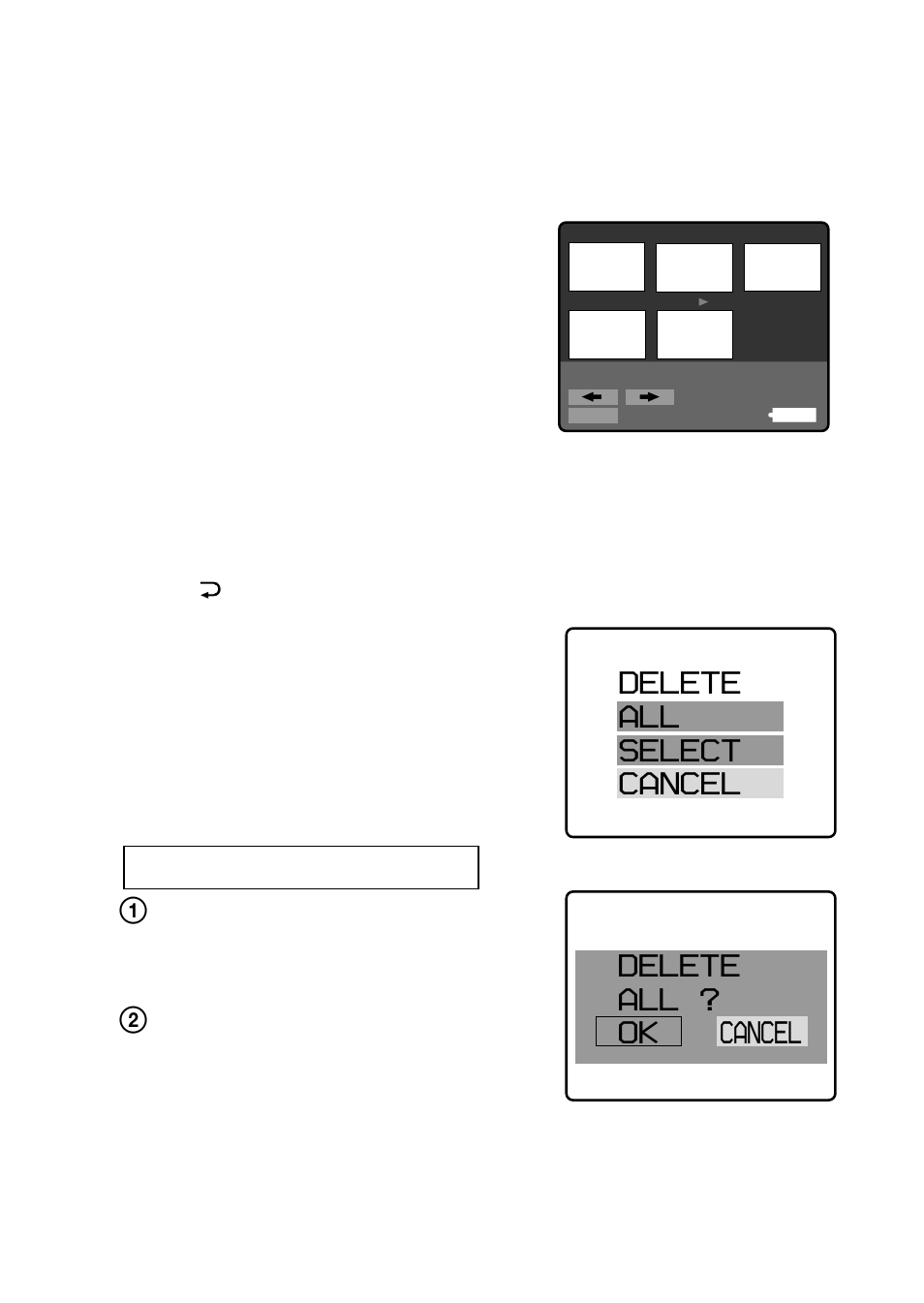 Delete all select cancel delete all ? ok cancel | Sony MVC-FD51 User Manual | Page 29 / 134