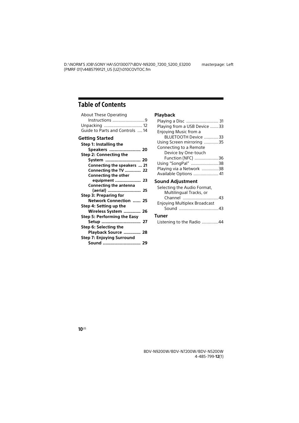 Sony BDV-N7200W User Manual | Page 10 / 84