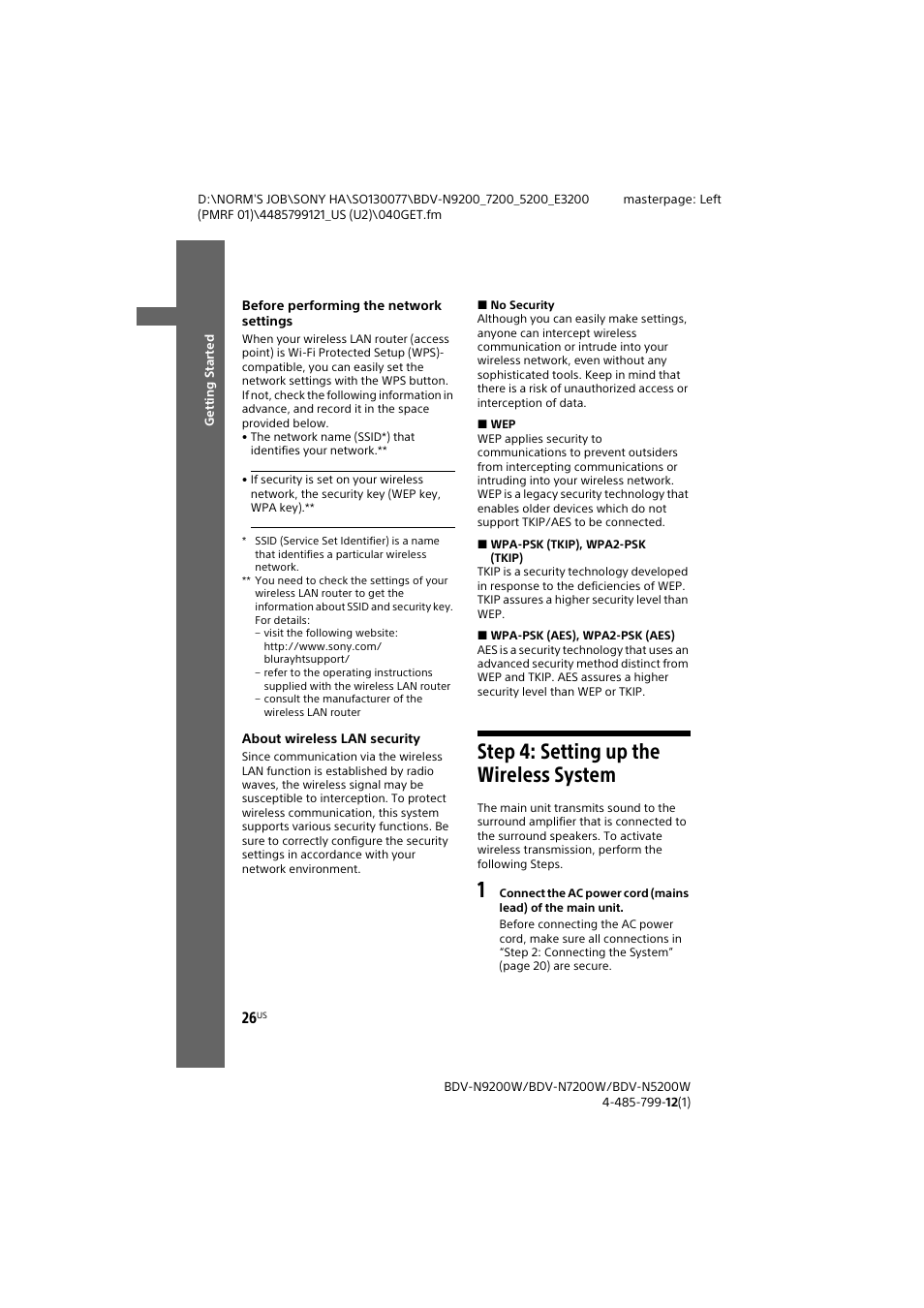 Step 4: setting up the wireless system, Step 4: setting up the, Wireless system | Sony BDV-N7200W User Manual | Page 26 / 84