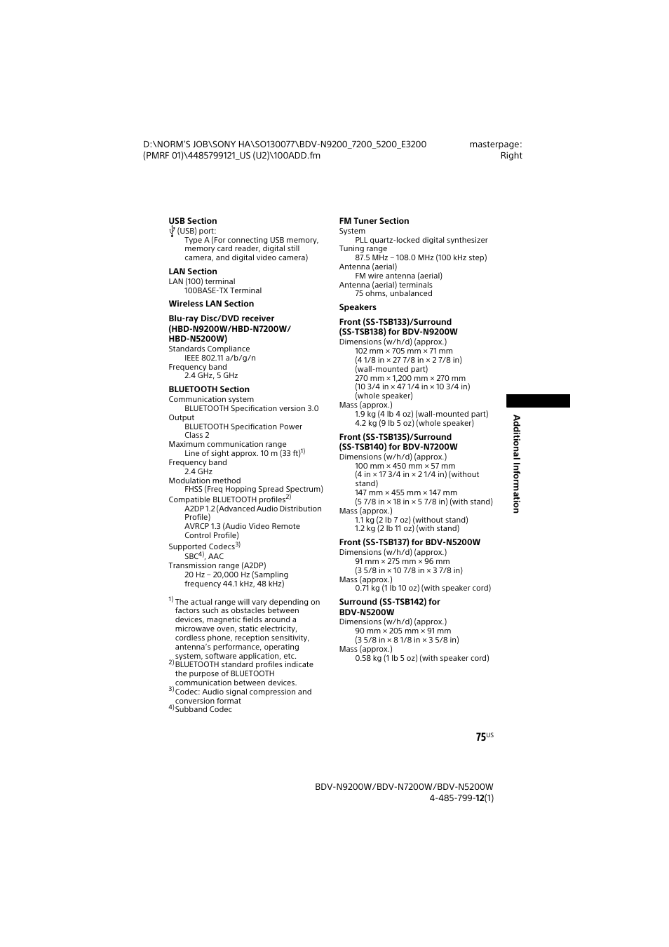 Sony BDV-N7200W User Manual | Page 75 / 84