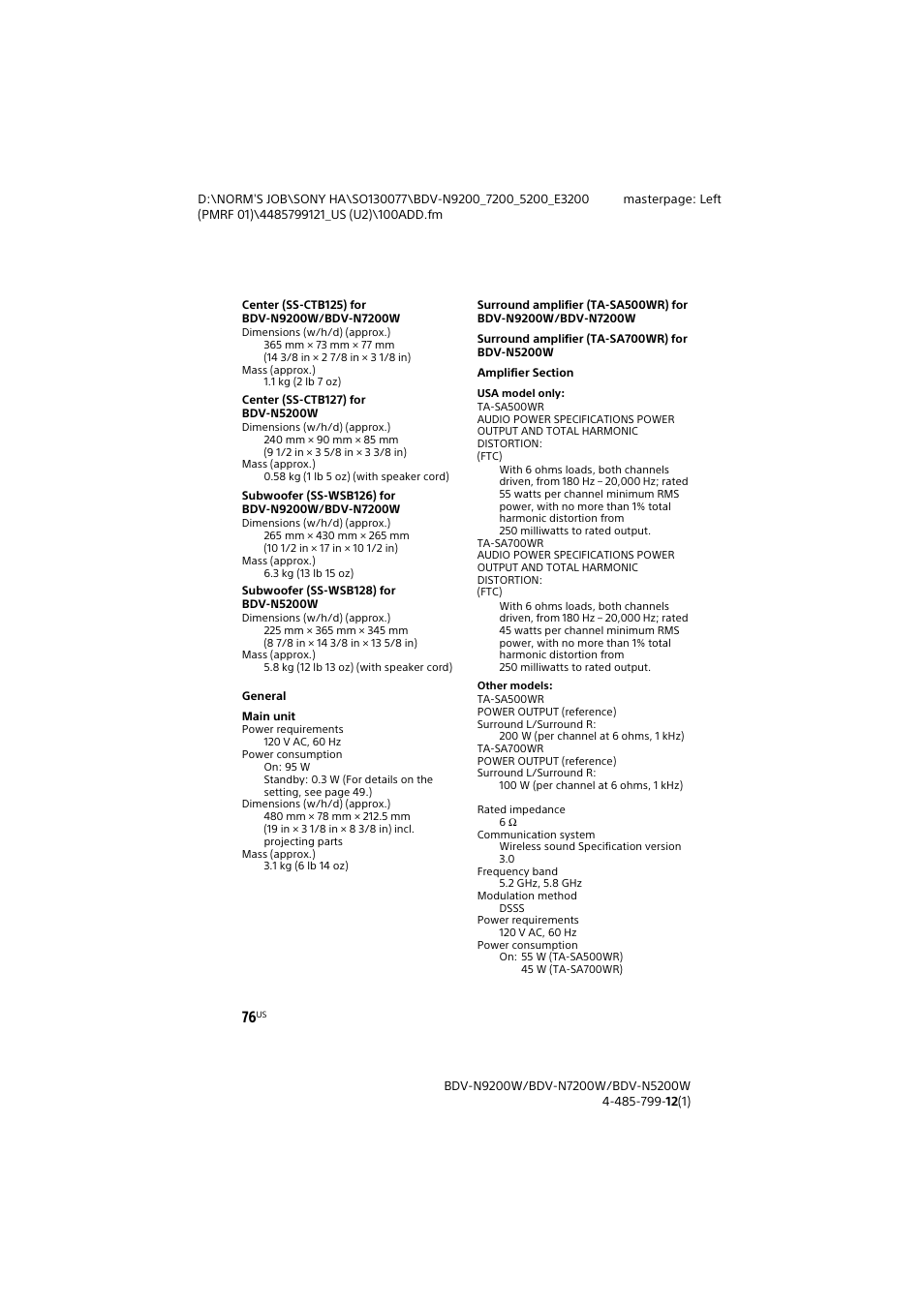 Sony BDV-N7200W User Manual | Page 76 / 84