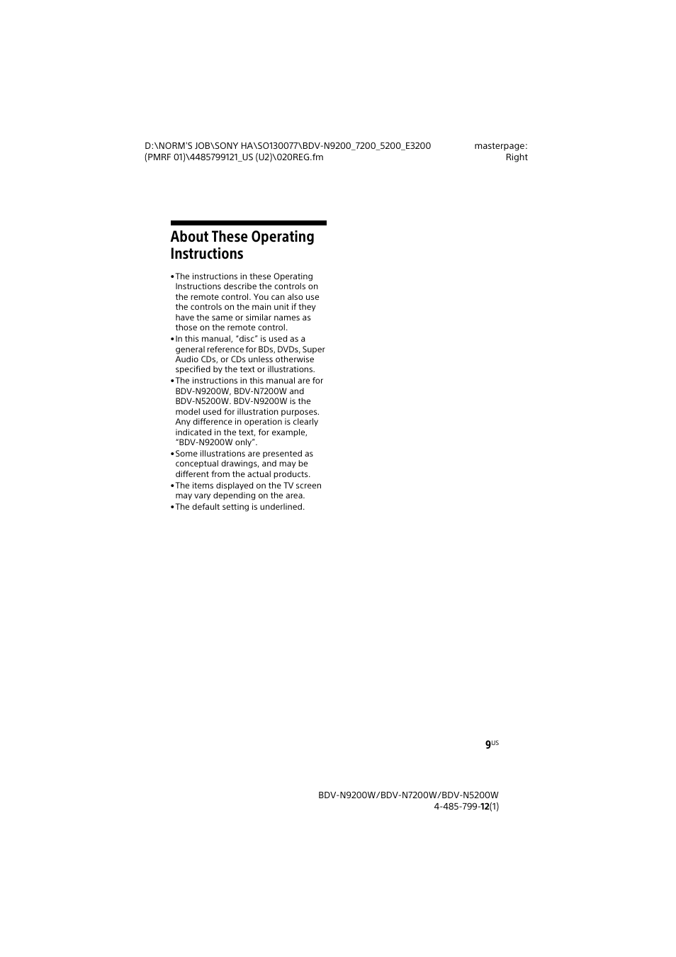 About these operating instructions | Sony BDV-N7200W User Manual | Page 9 / 84