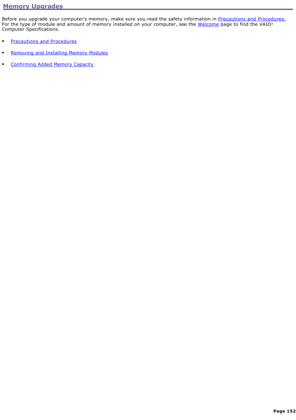Memory upgrades | Sony PCG-Z1VAP User Manual | Page 152 / 170