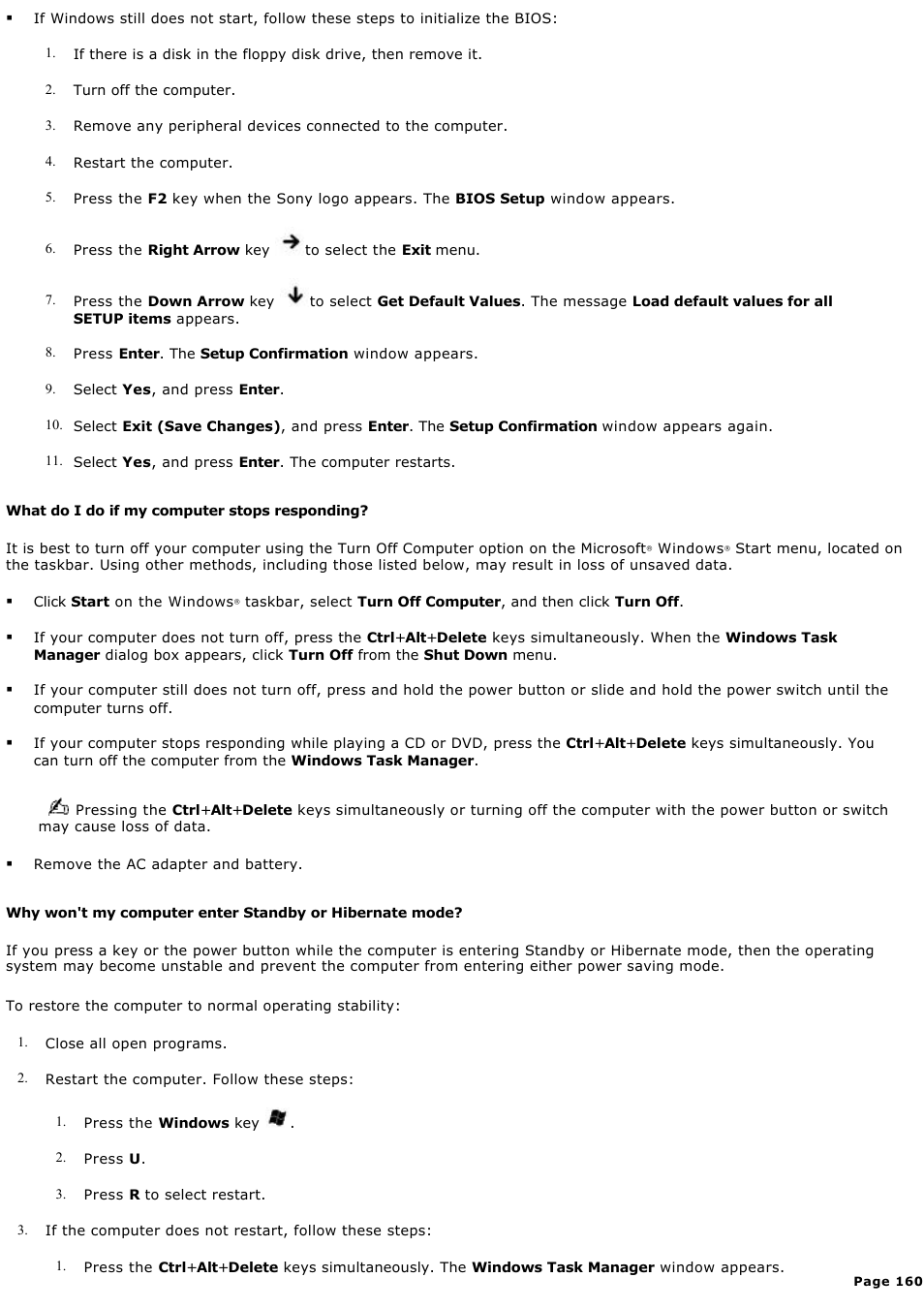 Sony PCG-Z1VAP User Manual | Page 160 / 170