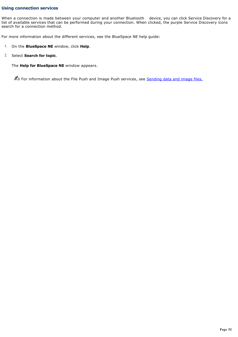 Using connection services | Sony PCG-Z1VAP User Manual | Page 52 / 170