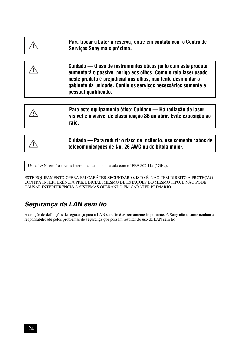 Segurança da lan sem fio | Sony VGN-CR140N User Manual | Page 24 / 28