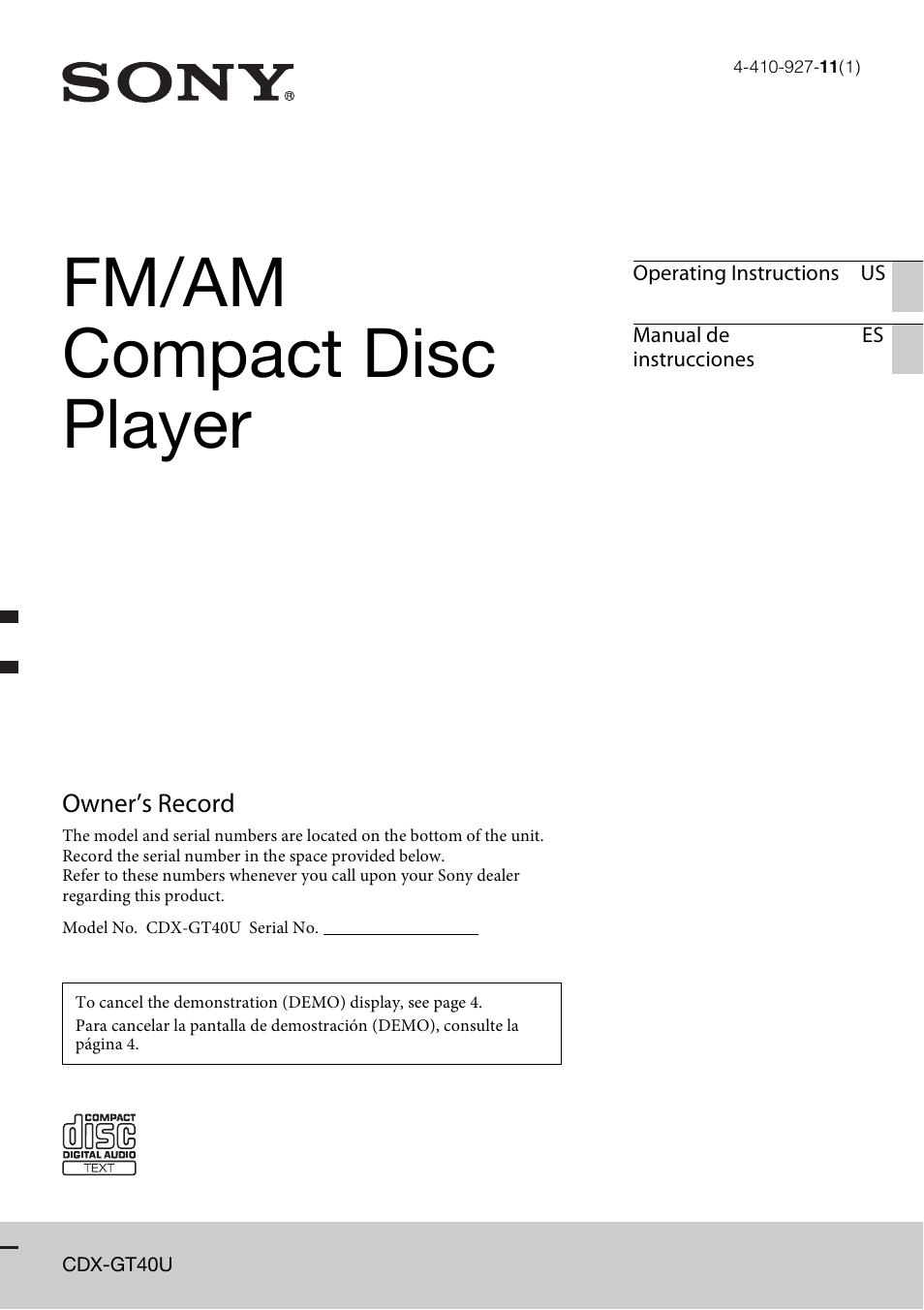 Sony CXS-GT4016F User Manual | 48 pages