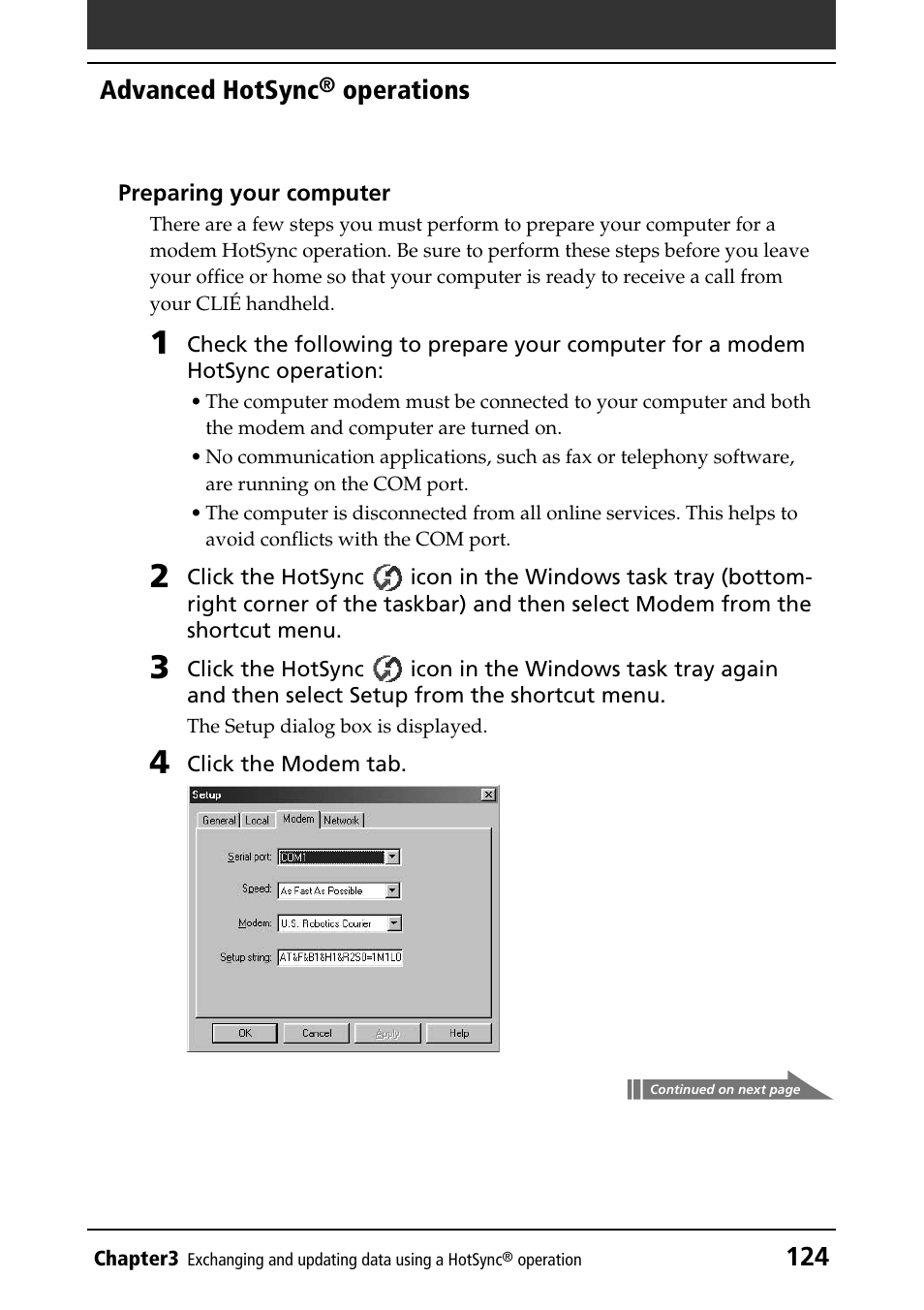 124 advanced hotsync, Operations | Sony PEG-N760C User Manual | Page 124 / 232