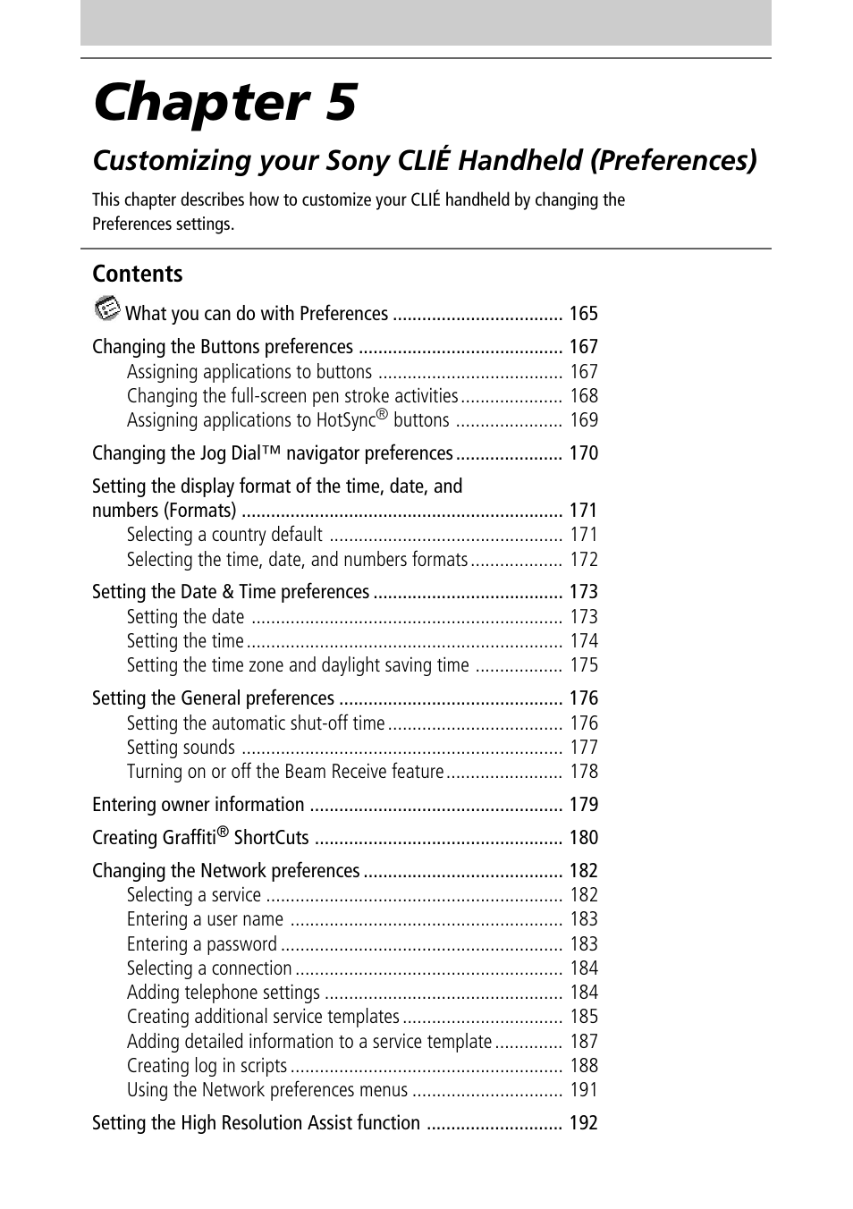 Chapter 5, Customizing your sony clié handheld (preferences) | Sony PEG-N760C User Manual | Page 164 / 232