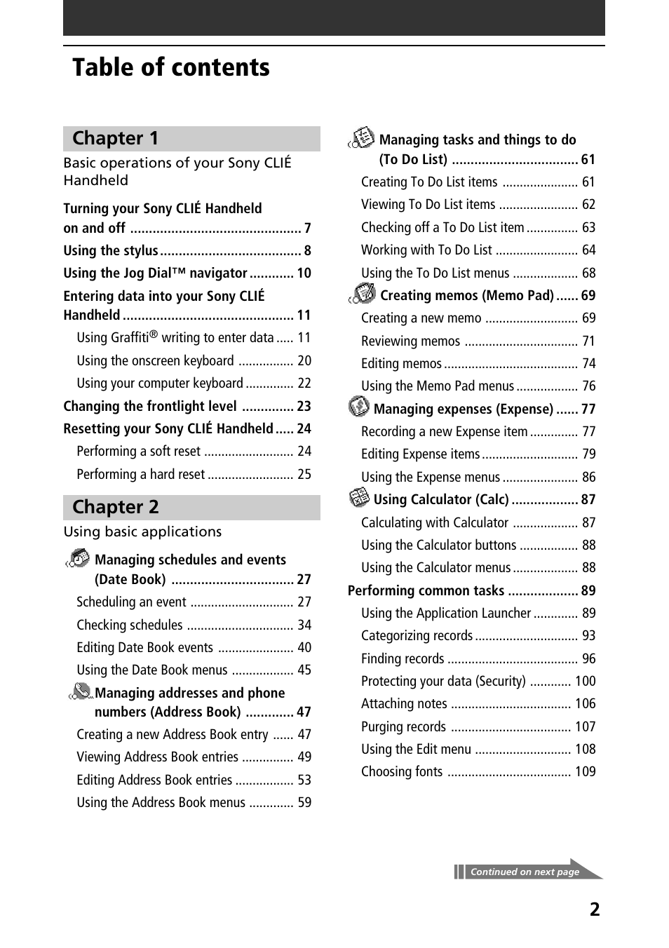 Sony PEG-N760C User Manual | Page 2 / 232