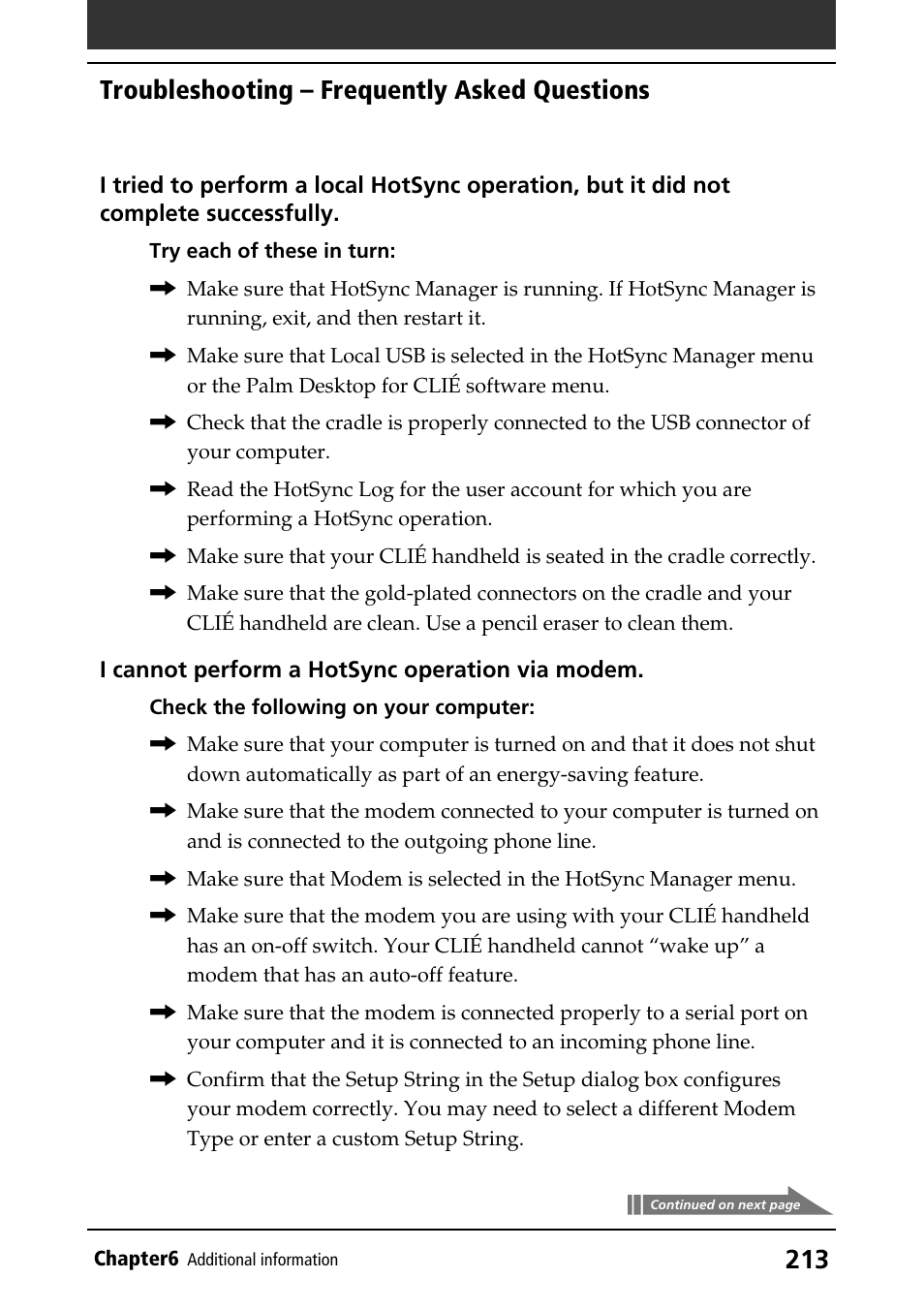 Troubleshooting – frequently asked questions | Sony PEG-N760C User Manual | Page 213 / 232