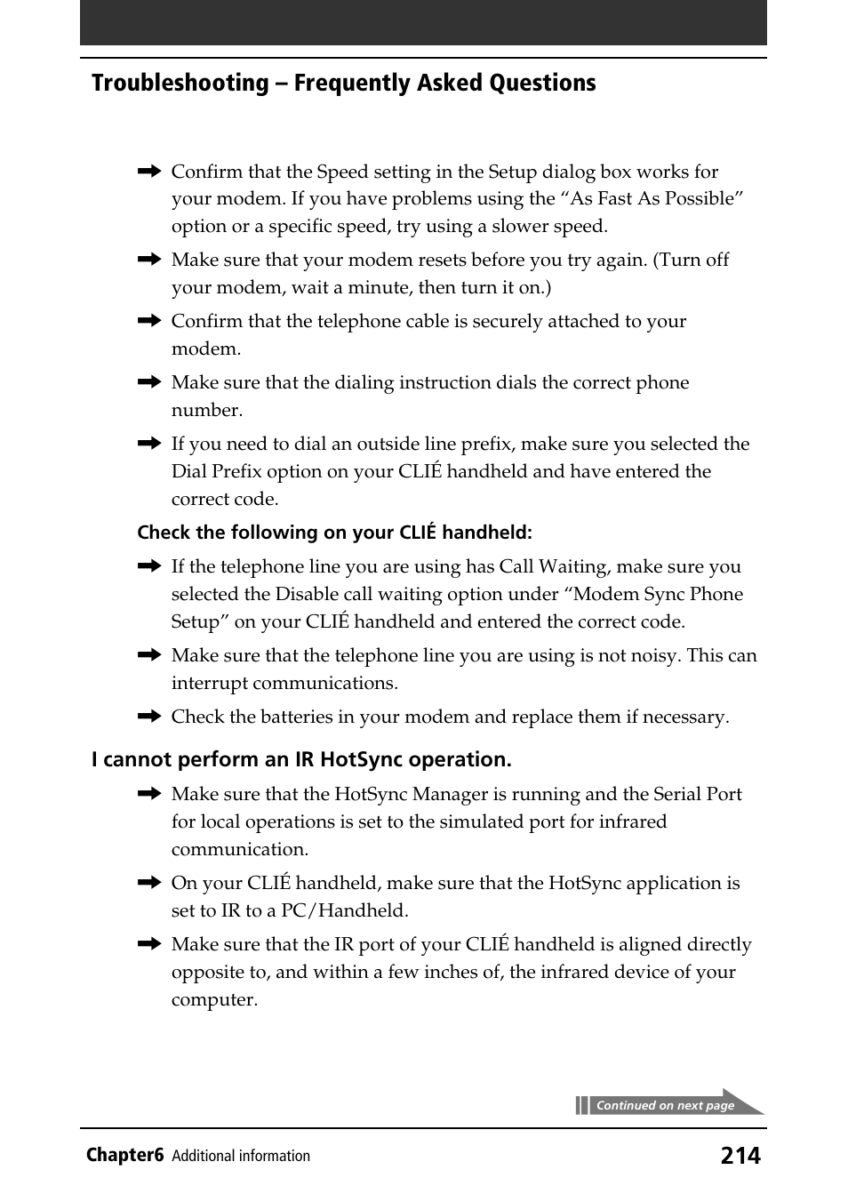 Troubleshooting – frequently asked questions | Sony PEG-N760C User Manual | Page 214 / 232
