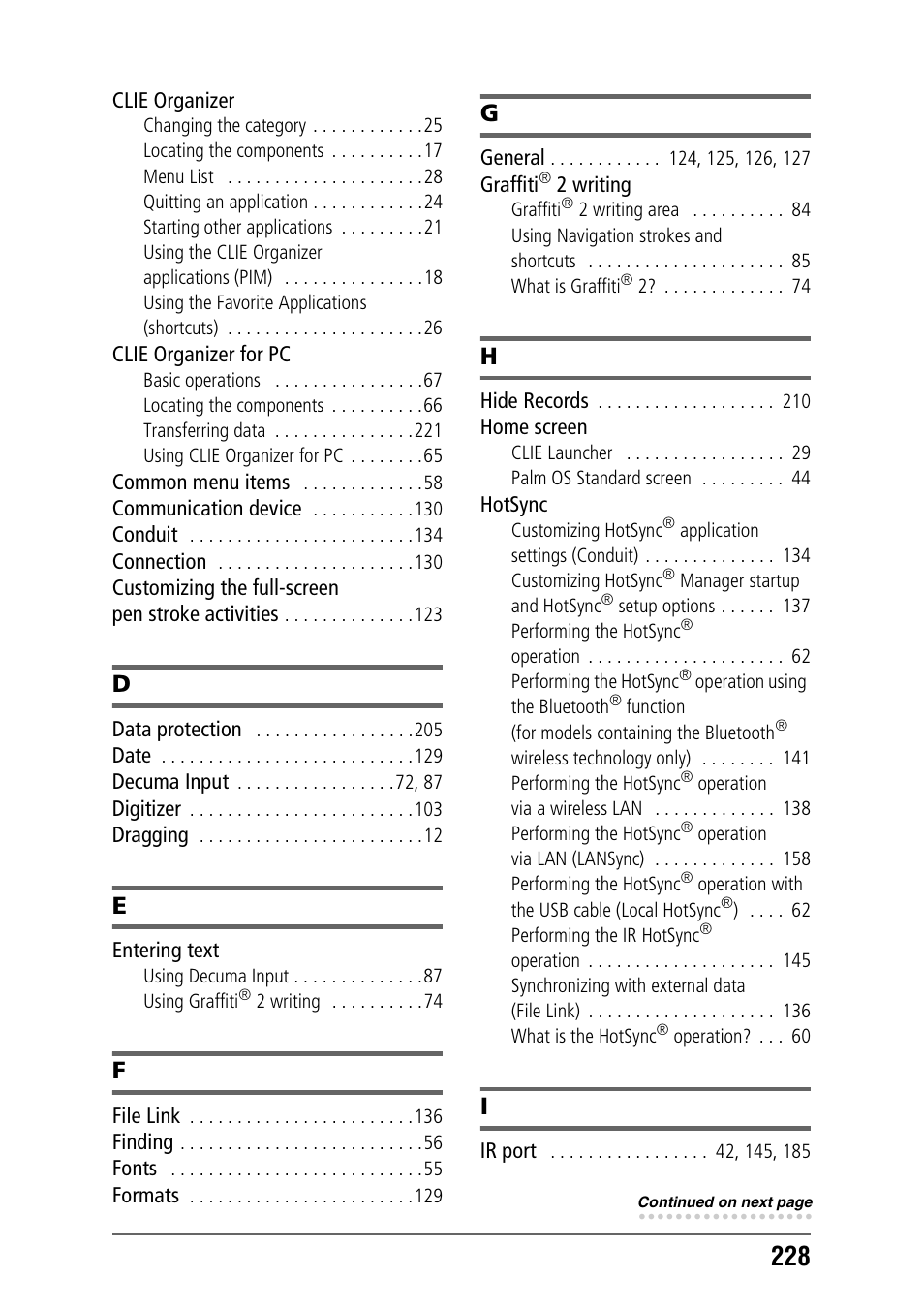 Sony PEG-TH55 User Manual | Page 228 / 231