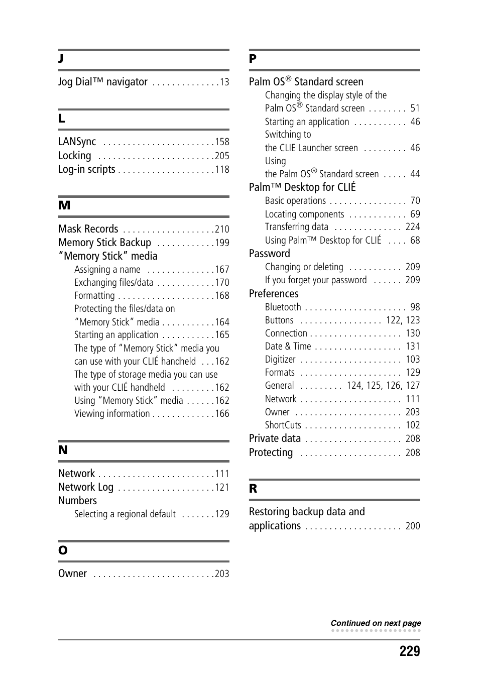 Sony PEG-TH55 User Manual | Page 229 / 231