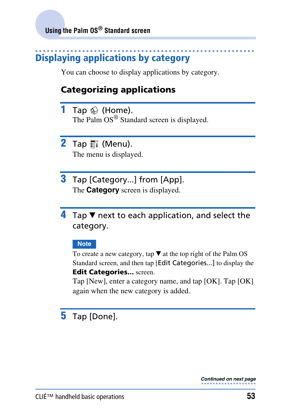 Displaying applications by category | Sony PEG-TH55 User Manual | Page 53 / 231