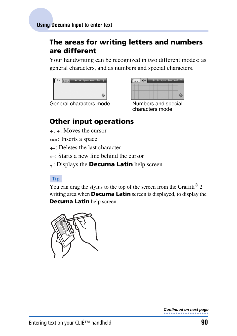 Other input operations | Sony PEG-TH55 User Manual | Page 90 / 231