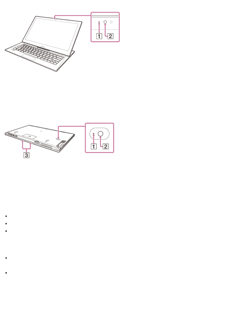 Notes on the built-in camera, Care and cleaning of the built-in camera, Bottom | Sony SVD1322BPXR User Manual | Page 205 / 273