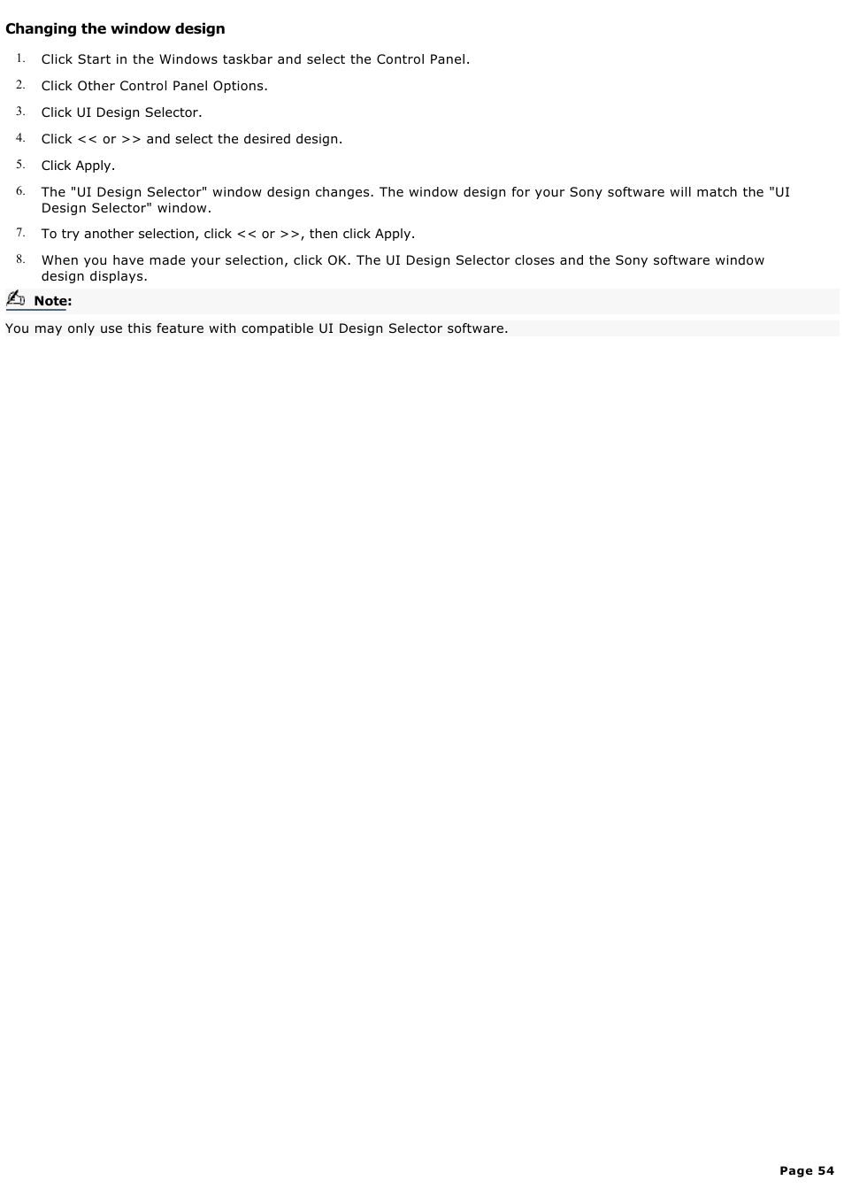 Changing the window design | Sony PCV-RX570 User Manual | Page 54 / 115