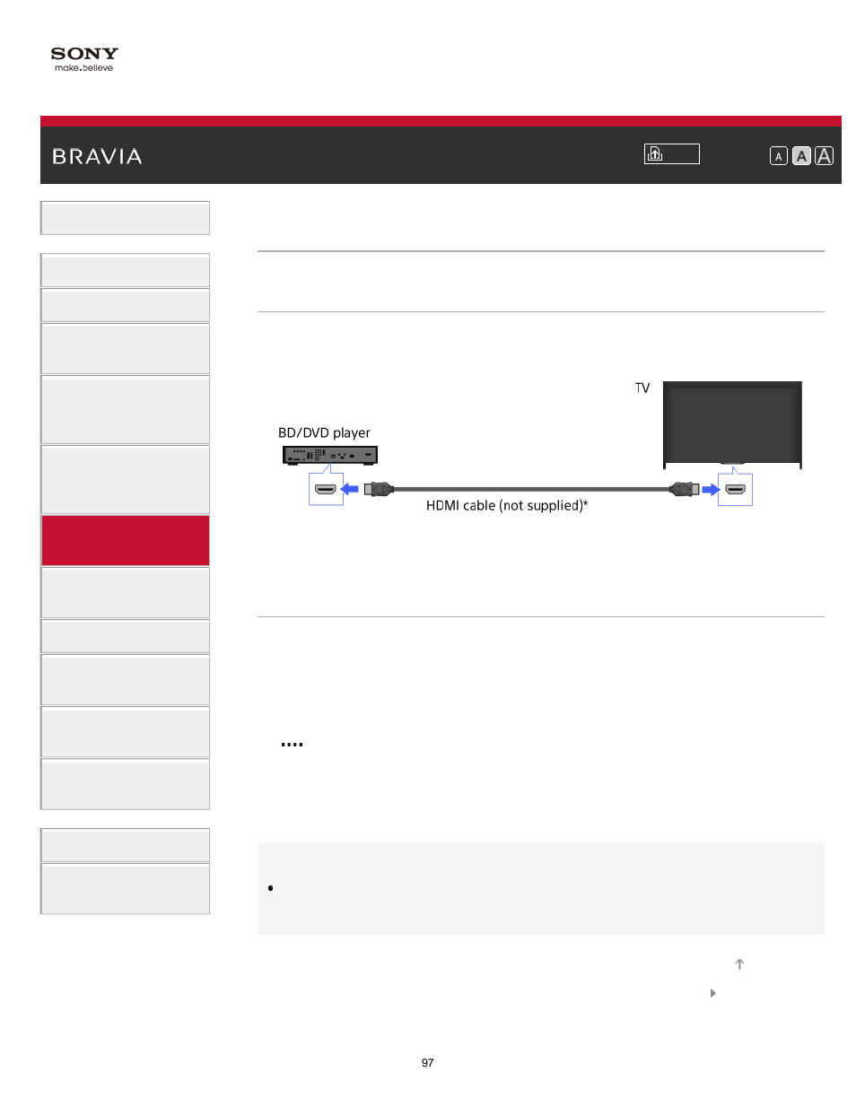Hdmi connection | Sony KDL-70X830B User Manual | Page 103 / 256