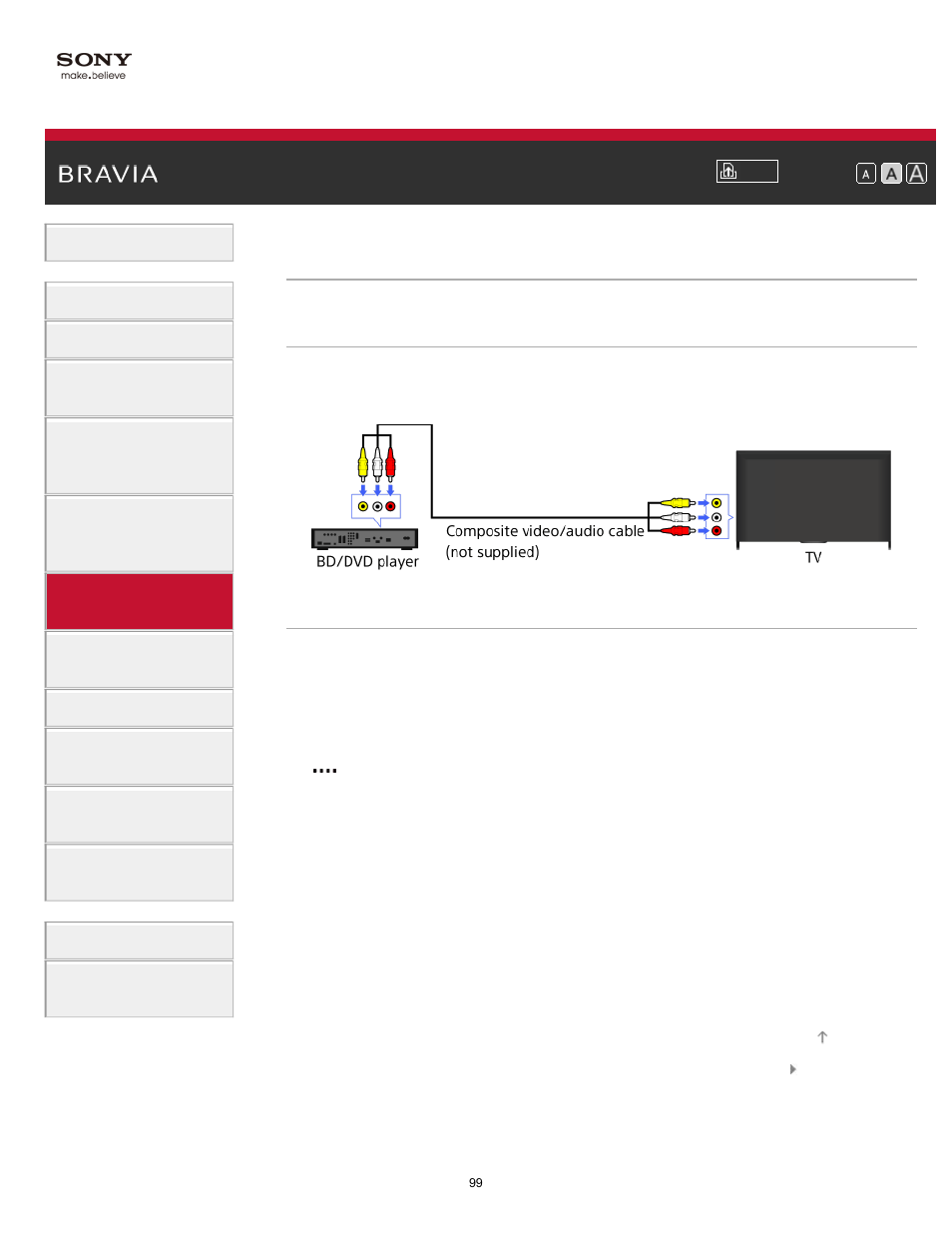 Composite connection | Sony KDL-70X830B User Manual | Page 105 / 256
