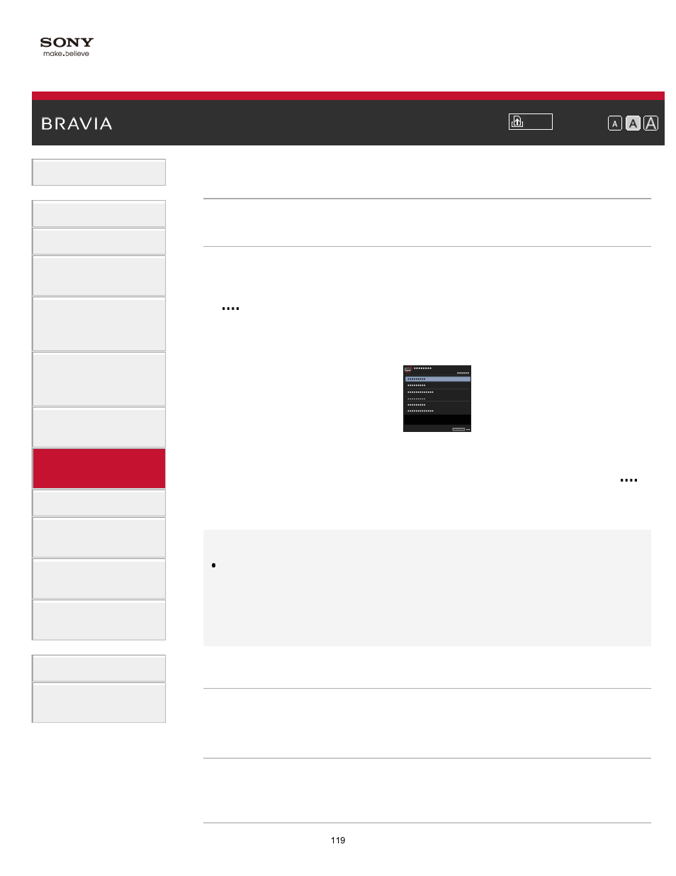Using the sync menu, Sync menu | Sony KDL-70X830B User Manual | Page 125 / 256