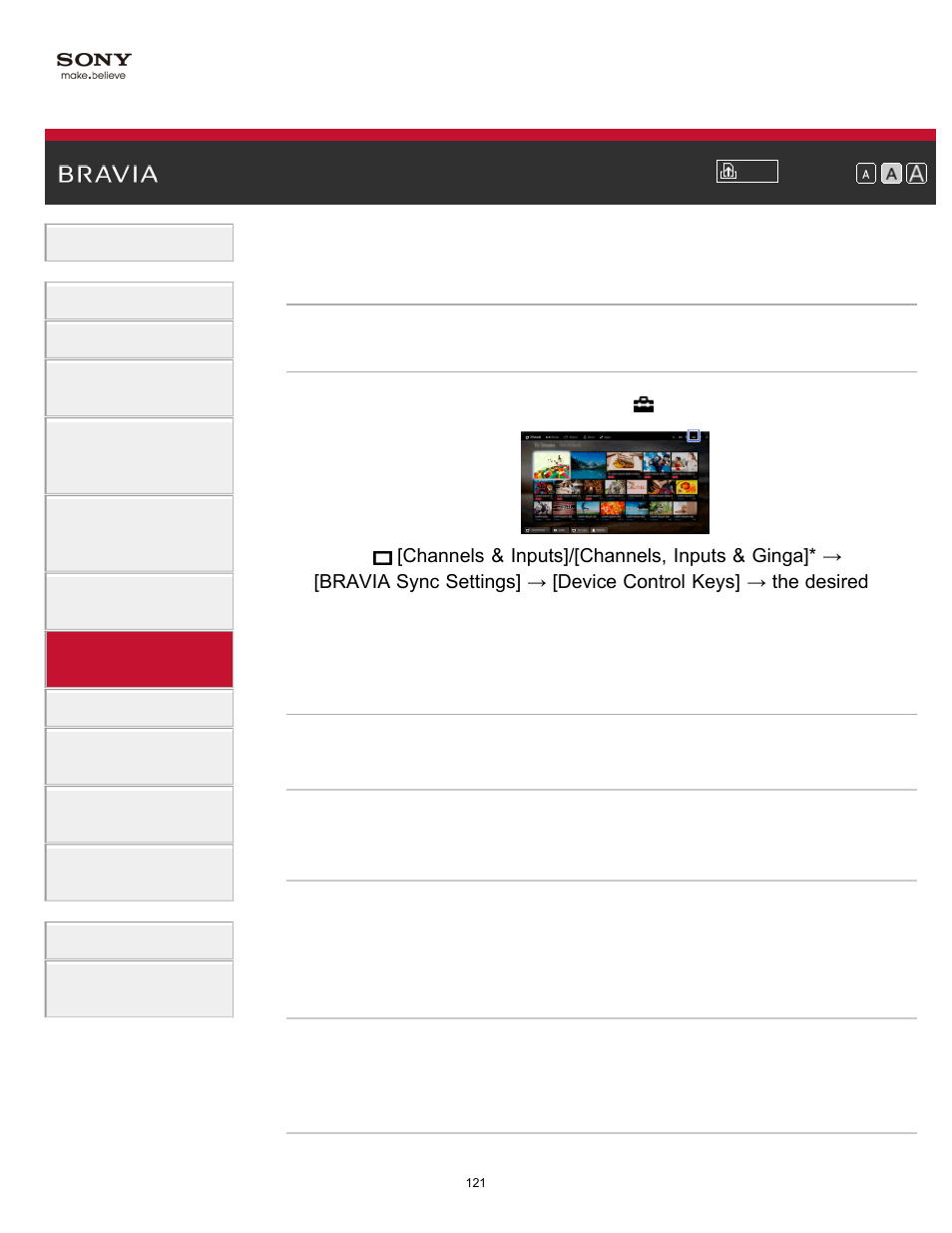 Setting buttons to control an hdmi/mhl device | Sony KDL-70X830B User Manual | Page 127 / 256