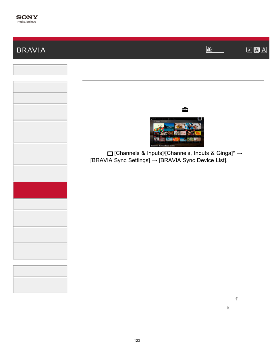 Displaying the bravia sync device list | Sony KDL-70X830B User Manual | Page 129 / 256
