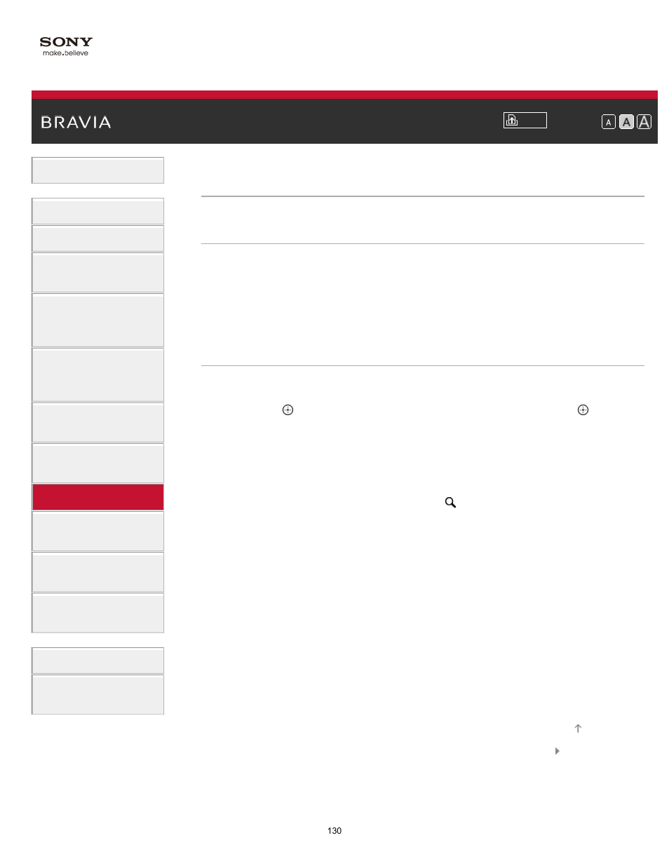 Keyword search | Sony KDL-70X830B User Manual | Page 136 / 256