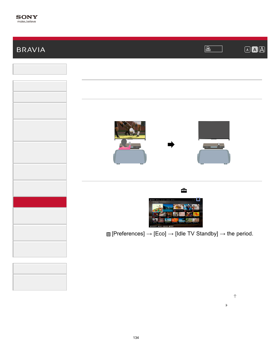 Turning the tv off by monitoring idle time | Sony KDL-70X830B User Manual | Page 140 / 256