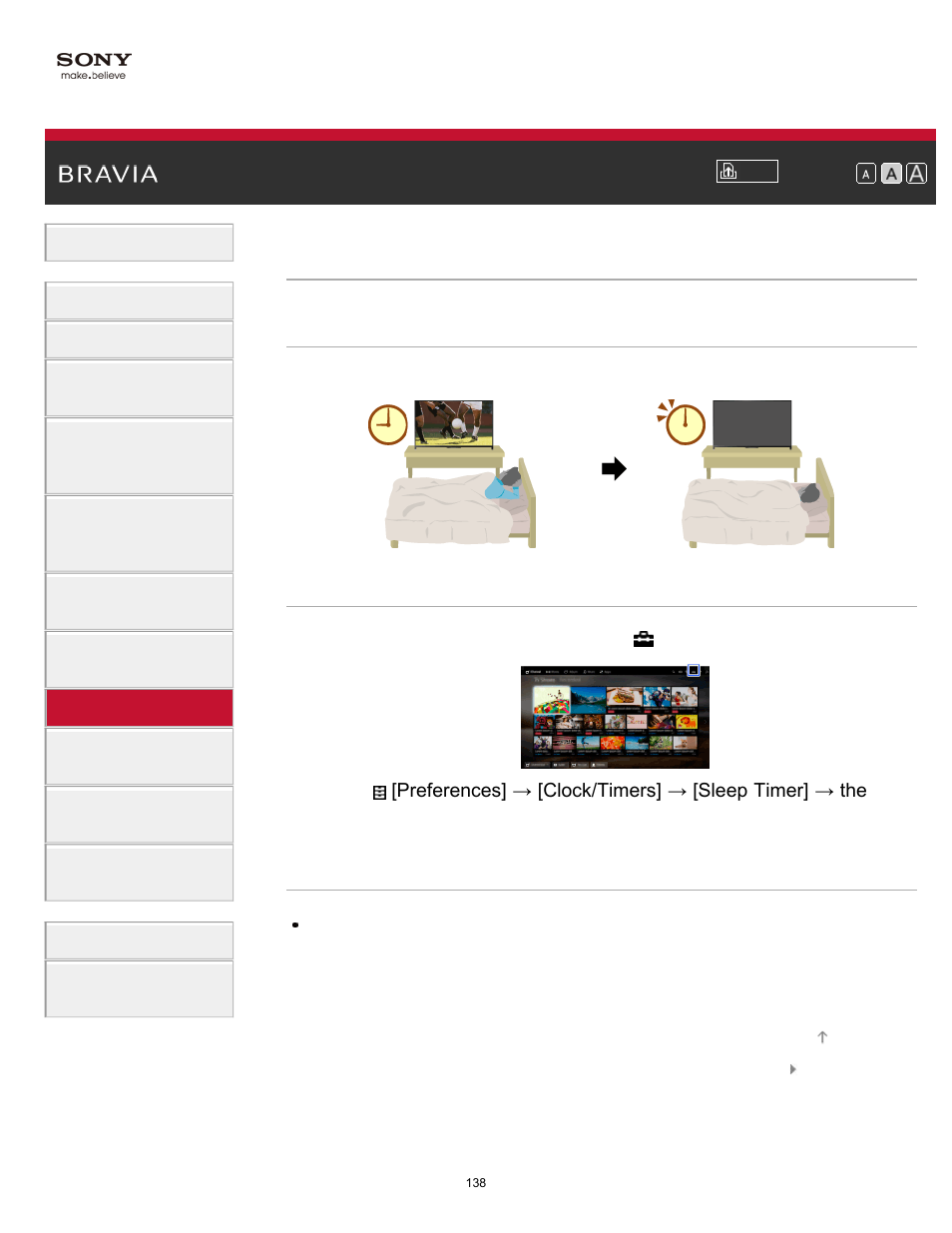 Setting the sleep timer | Sony KDL-70X830B User Manual | Page 144 / 256