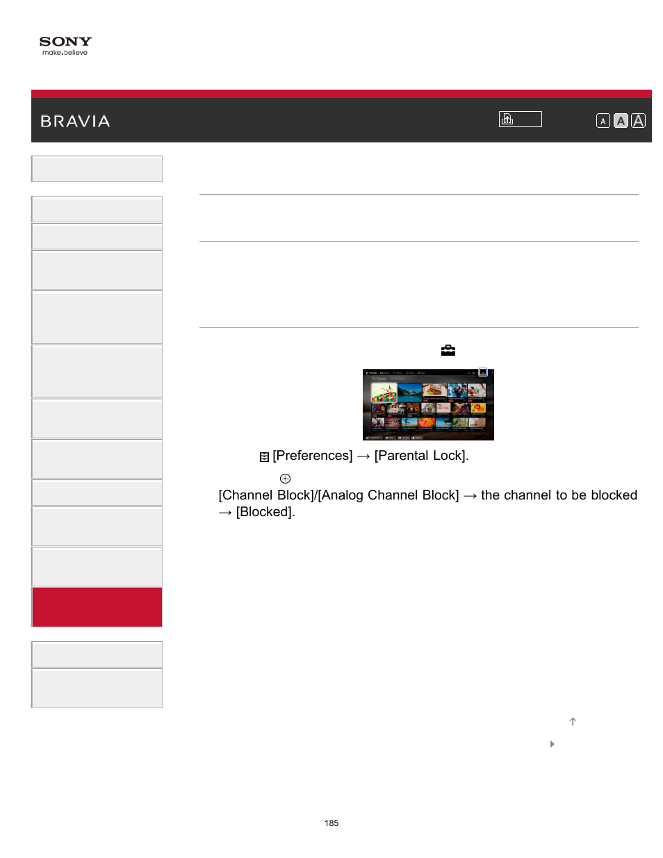 Blocking specific channels | Sony KDL-70X830B User Manual | Page 191 / 256