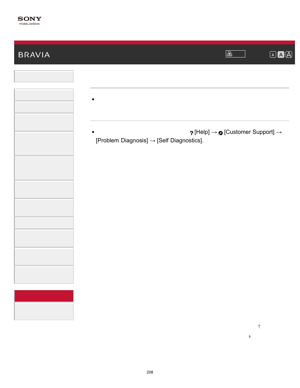 Self diagnostics | Sony KDL-70X830B User Manual | Page 214 / 256