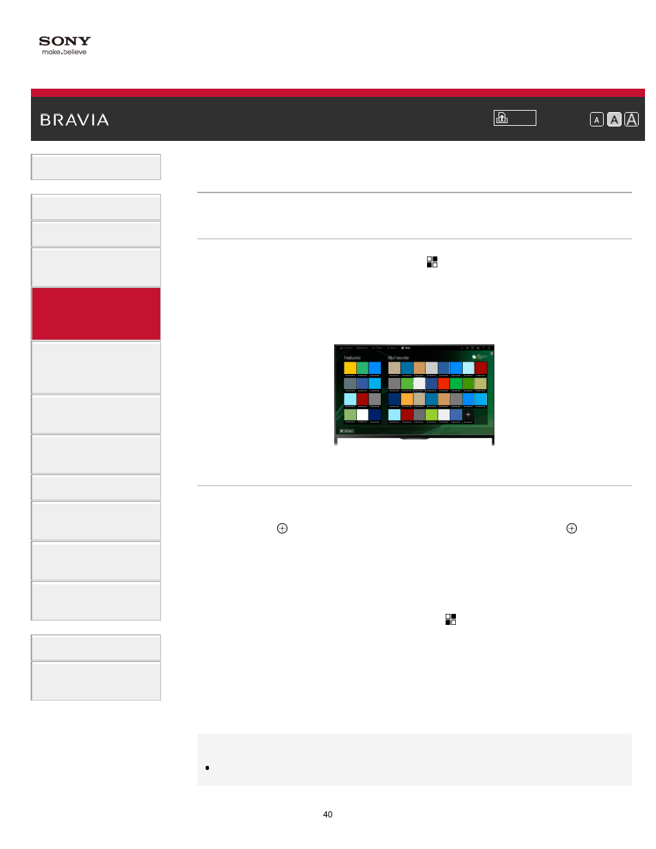 Using applications | Sony KDL-70X830B User Manual | Page 46 / 256